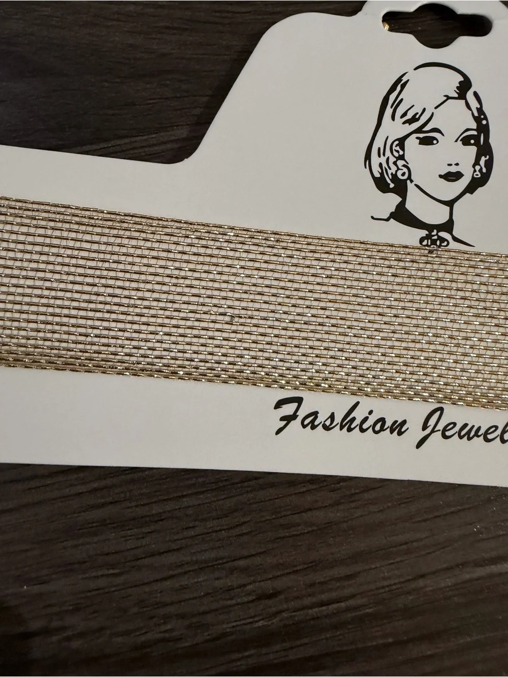 Fashion Jewelry Beige Gold-Tone Elastic Choker